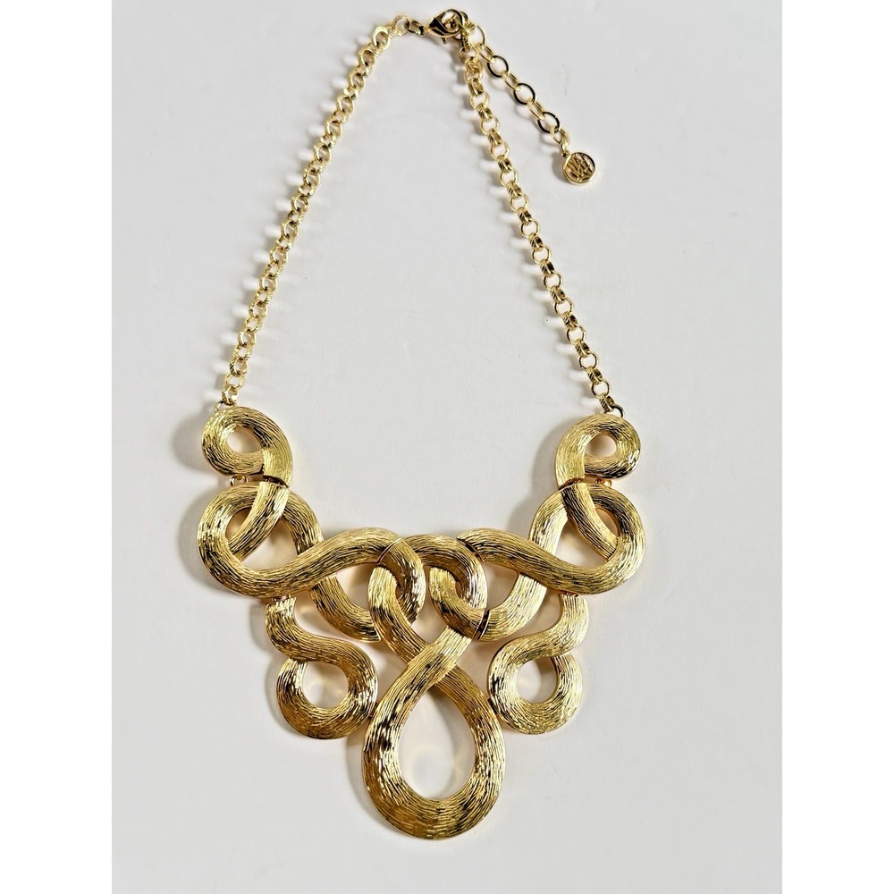 Lilly Pulitzer Fantasea Textured gold Swirl Statement Necklace 16" + 2"